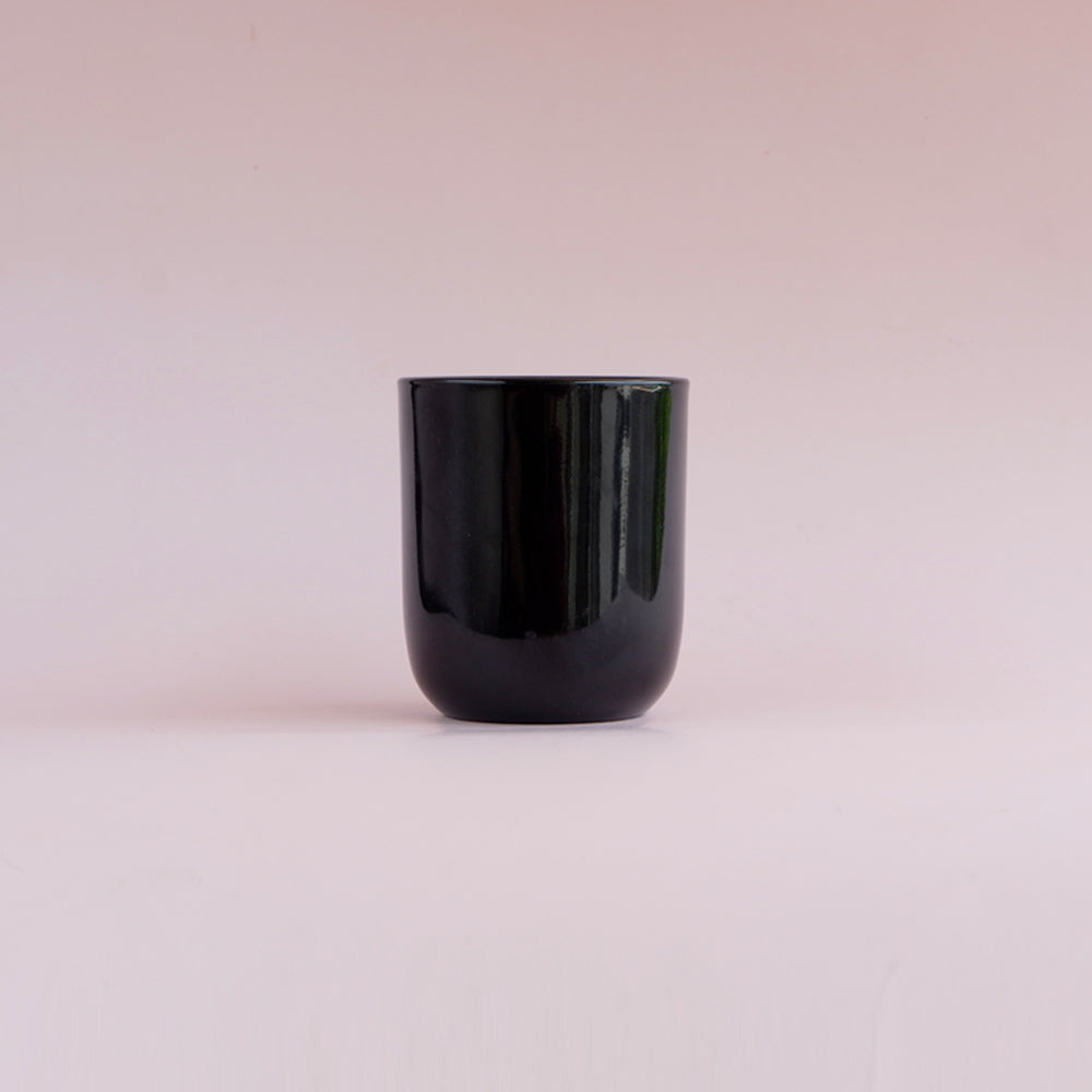 Glass Rounded Jar - Glossy Black