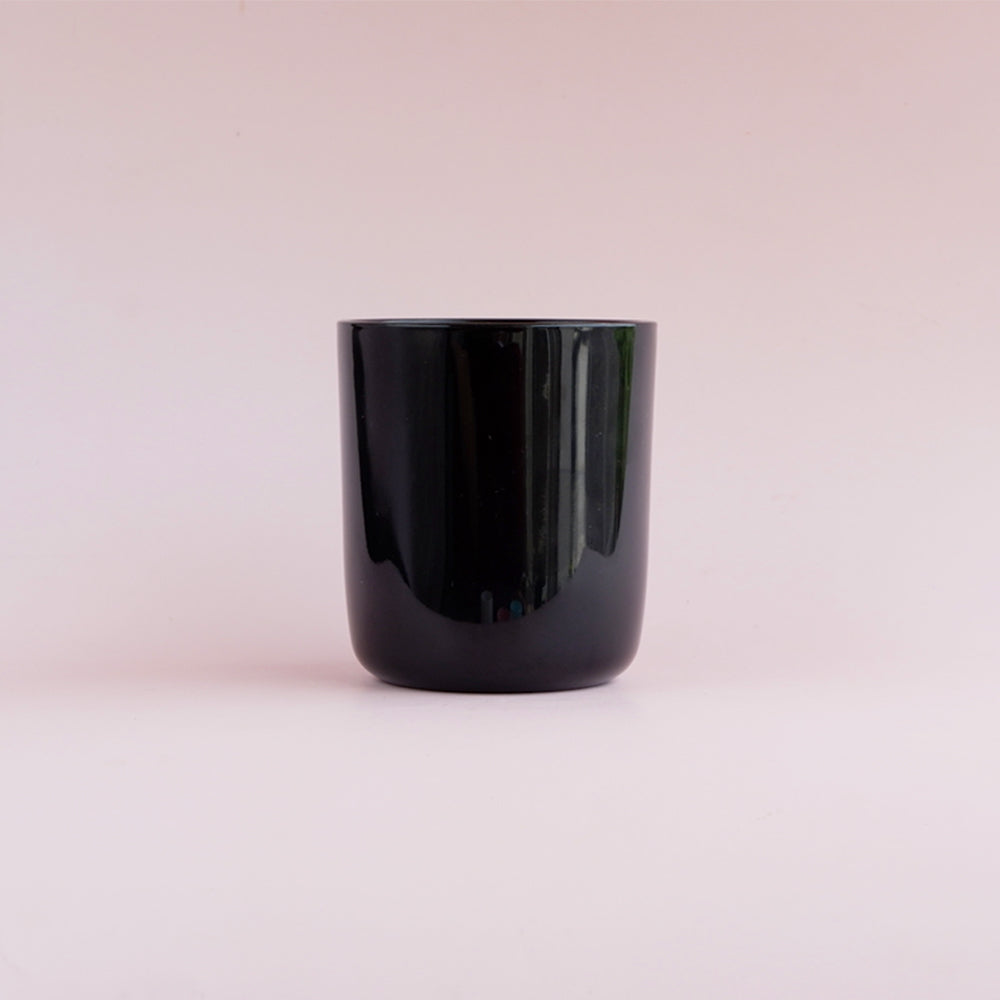 Glass Rounded Jar - Glossy Black