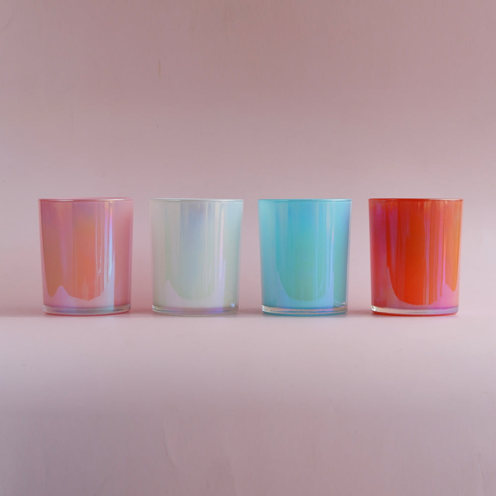 Glass Iridescent Jars - Orange