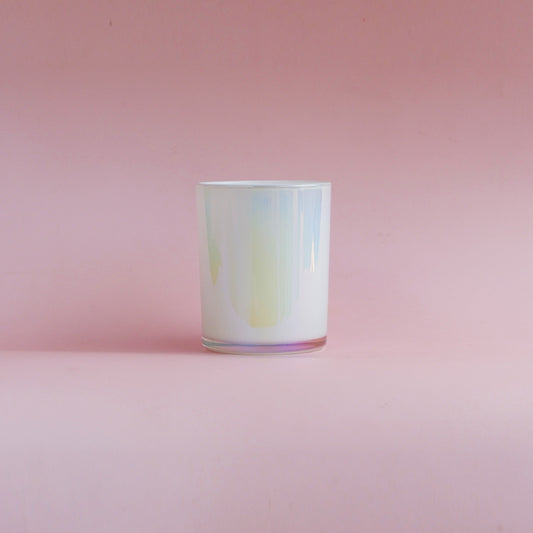 Glass Iridescent Jars - White