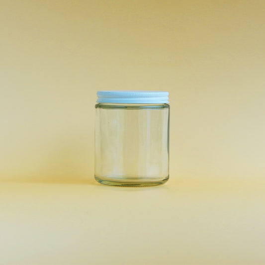 Glass Transparent Jar Aluminum White Lid