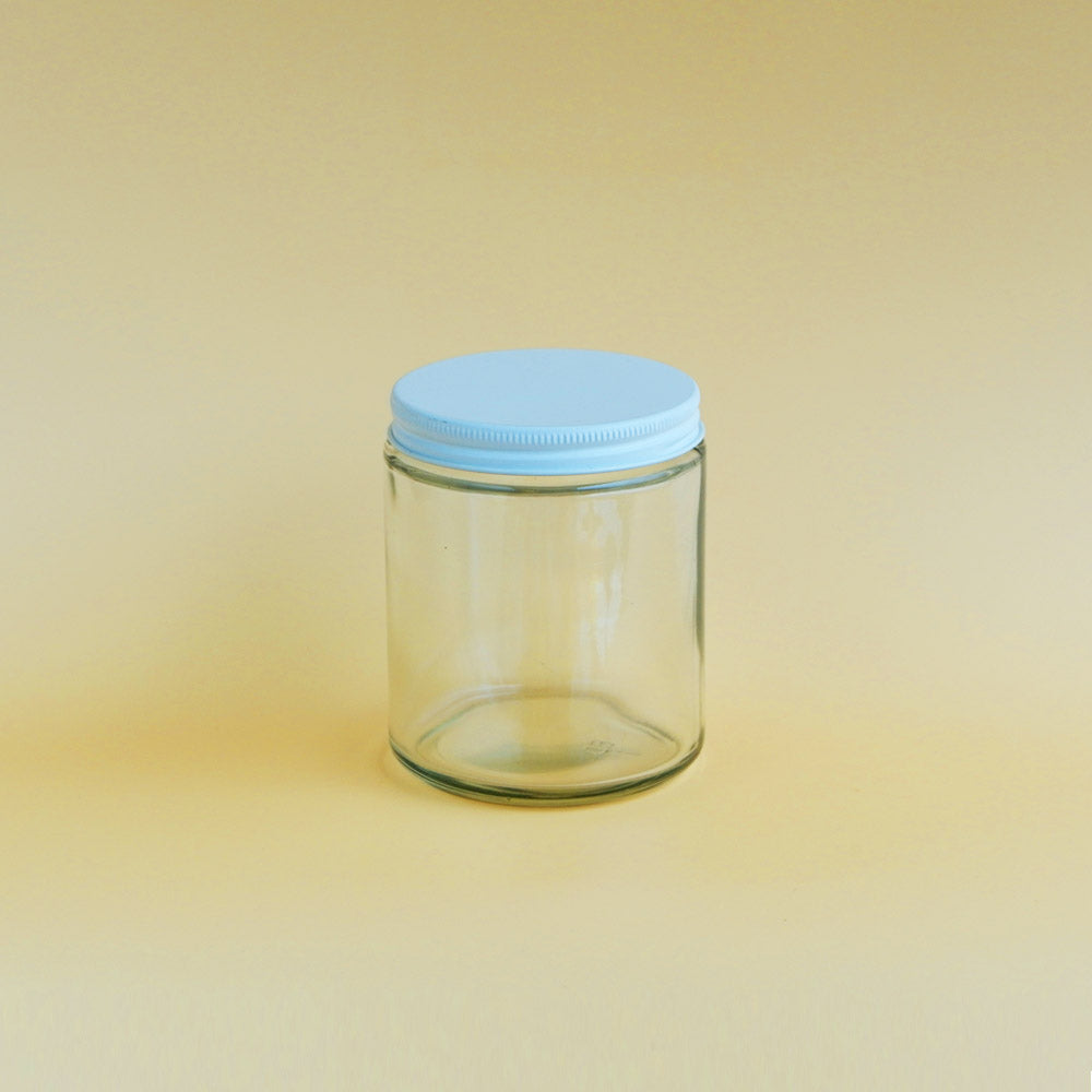 Glass Transparent Jar Aluminum White Lid