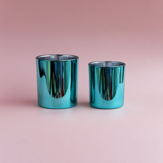 Glass Metallic Jars - Teal