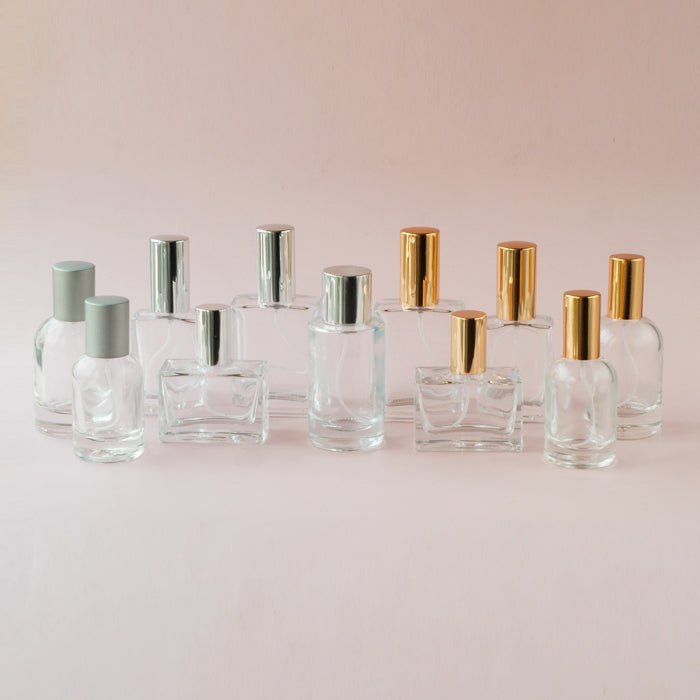 Perfume Glass Bottle - Round Shoulder Silver Lid (Le Labo Inspired)